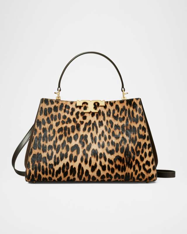 Eleanor Leopard Calf Hair Satchel Bag